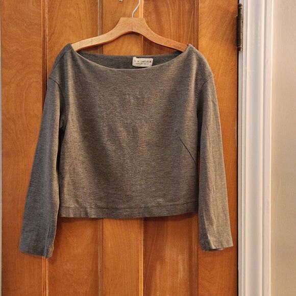 MM Lafleur (Early) Elegant Structured Grey Boatneck Top, RARE Early Item! Sz M - Picture 4 of 9